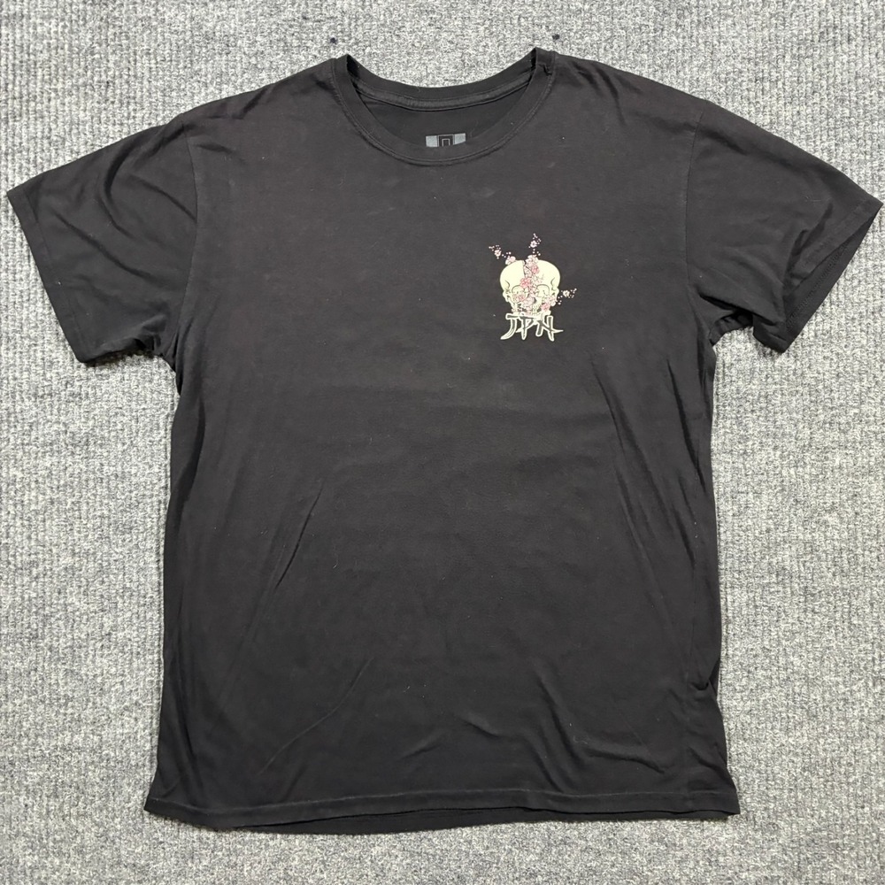Legend Mens T-Shirt L Black Skull Graphic‎ Kyoto Japan Streetwear Short Sleeve